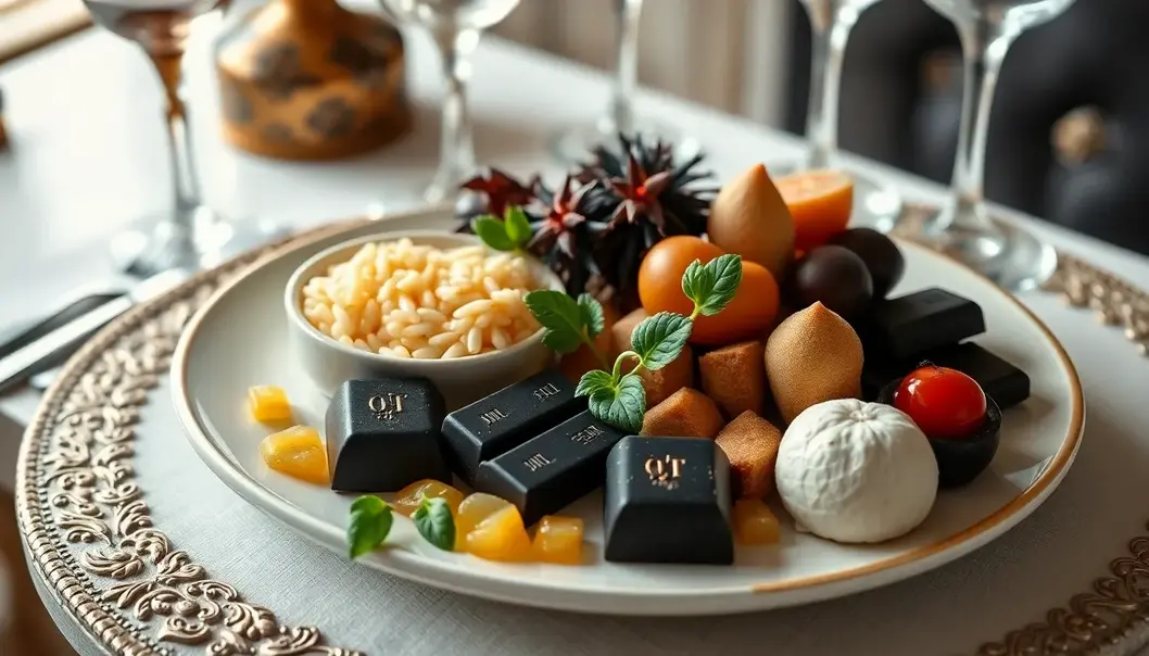 Luxurious ingredients that embody balanced nutrition and mental wellness.